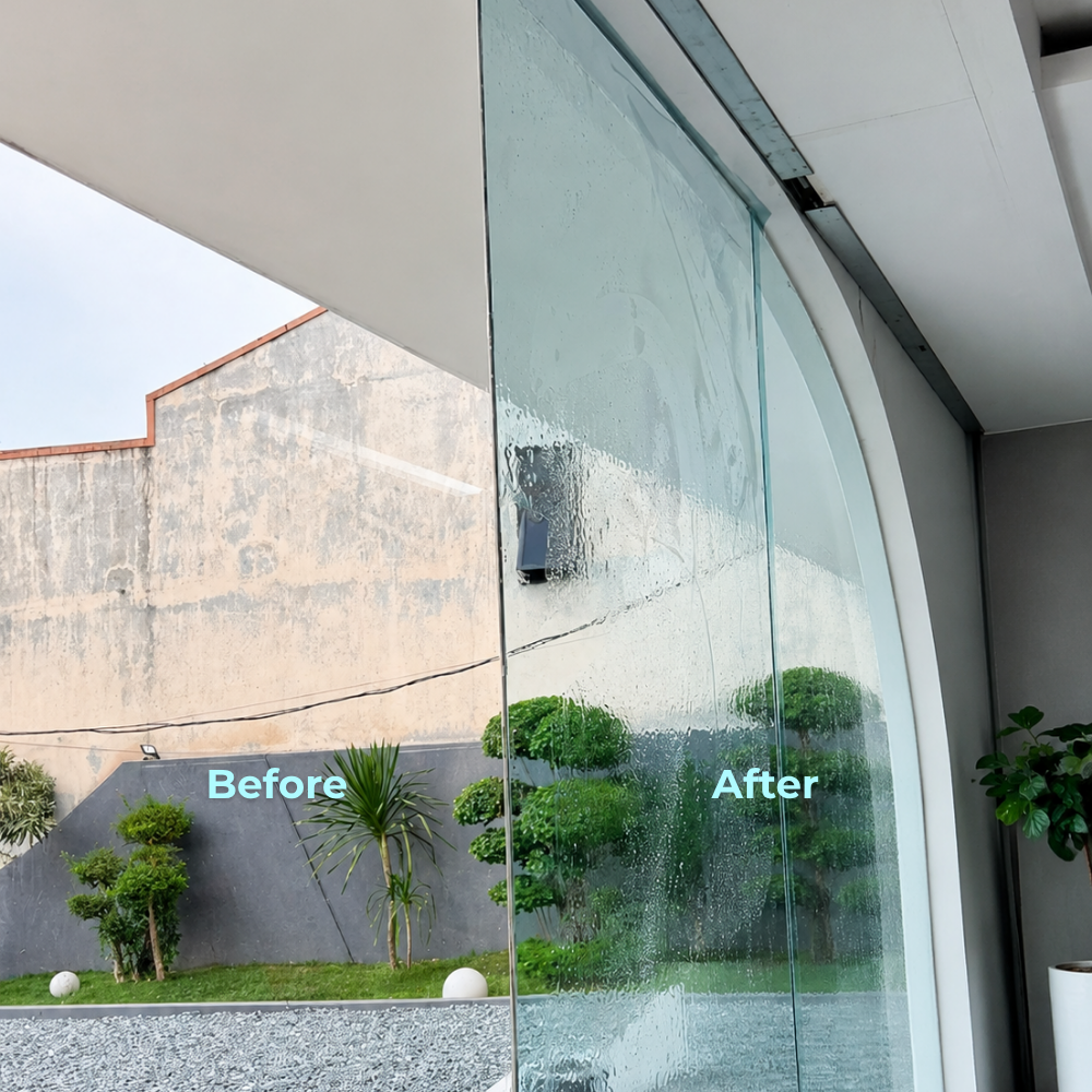 Tampilan Dalam Before After Ilumi Nano 20% untuk Gedung di Serang Banten